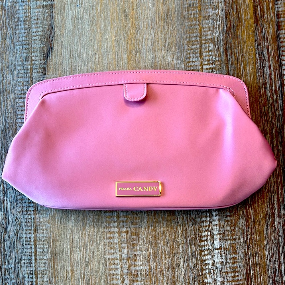 Prada Clutch Candy Florale Blush Pink Satin Makeup Cosmetic Bag